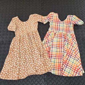 Alice + Ames Kids Size 6 Ballet Dress Lot 2 Floral Plaid Short Sleeve Twirl